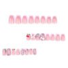 JP3652-Kawaii Meow French Press-Ons: Reusable Pink Cat Nail Set with Bows - Waterproof & Salon-Grade