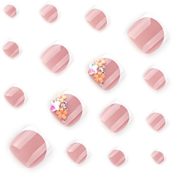 JP3799-Effortless Floral French Toe Nails | Instagram-Worthy Pedicure Press-Ons ​​Sandal-Ready Perfection in 90 Seconds: Your Secret to Viral Feet​