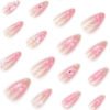JP3865-Blush Almond Bliss: Short 3D Flower Nails for Effortless Romance (Reusable & Waterproof)