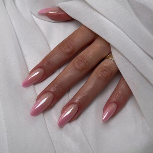 JP3494-Effortless Elegance: Reusable French Almond Nails w/ 3D Blossoms (Salon Look, Zero Commitment!)