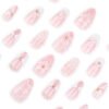 JP3855-Salon-Grade French Press On Nails | Reusable 3D Flower Designs (Short Almond Shape)