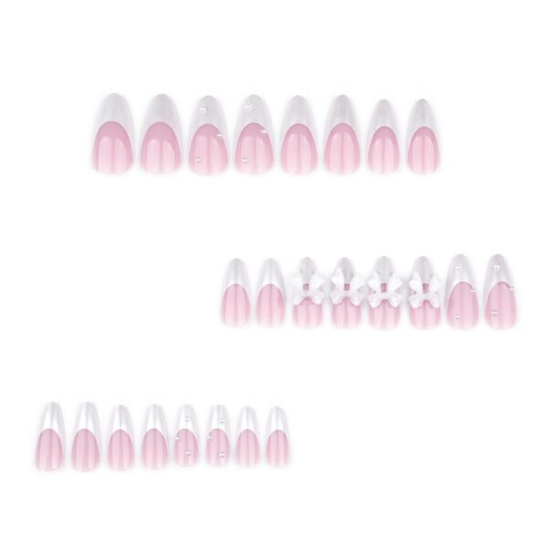 O1CN01GHUO8R2NGHxI3XXJT_!!4234819935-0-cib JP3742-French Almond Bow Nails | 3D White Bow Press Ons | Reusable Salon-Grade Manicure