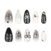 JP3399-Black Magic Rebellion: Reusable Gothic Ombré Almond Nails w/ 3D Bows & Silver Stars​​ Salon-Quality Edge Without the Commitment or Cost