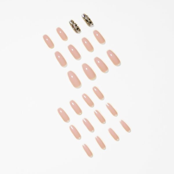 JP1356-✨ Nude Pink Paradise: Extra Long T-Shape Press-Ons - ​​Full Crystal Luxury​​ | Waterproof & Reusable
