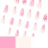 JP3875-Bloom Effortlessly: Spring-Ready Pink Short Nails with 3D Flowers (Reusable & Waterproof!)