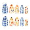 JP3887-Sunny Picnic Fingertips: Short Almond Fruit & Gingham Nails (Reusable + Waterproof!)