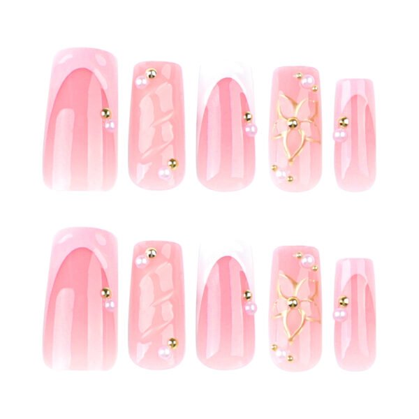 JP3778-Captivating French Waves: Sculpted 3D Floral Press-On Nails | Waterproof & Reusable Salon Dupe ​​Runway-Ready Hands in 90 Seconds: Where Artistry Meets Resilience​
