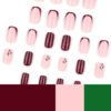 JP3933-The Silent Power Nail: Burgundy French Tip Square Press-Ons with Secret Cherry Daring ​​Salon Polish vs. Boardroom-Proof Edge​
