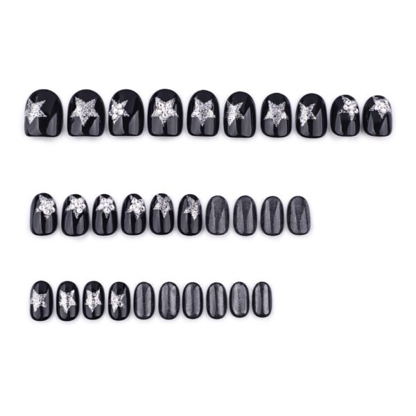 O1CN01ImO1292NGHvncNvbs_!!4234819935-0-cib GN054-French reusable press on nails with star glitter, black cat eye short round – chic removable waterproof salon‑quality set
