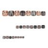 JP3703-Leopard & Cat Eye Toe Press Ons | Bling French Pedicure | Salon-Grade Waterproof Tabs ​​Reveal Rebel Toes: Swimsuit-Ready Wild Glam in 5 Minutes​