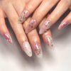 JP3403-✨ ​​Monet’s Garden at Your Fingertips: Reusable Pink Ombré Almond Nails w/ 3D Roses​​ Salon-Grade Impressionist Art — Zero Dry Time, Zero Regrets