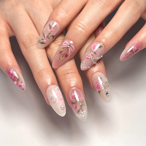 O1CN01Iudlwn2NGHsnjUwwD_!!4234819935-0-cib JP3403-✨ Monet’s Garden at Your Fingertips: Reusable Pink Ombré Almond Nails w/ 3D Roses Salon-Grade Impressionist Art — Zero Dry Time, Zero Regrets