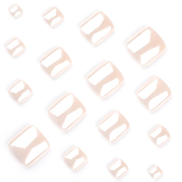 JP3705-​Barefoot Luxury: Reusable Pearl French Tip Toenails for Salon-Free Sophistication​