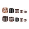 JP3703-Leopard & Cat Eye Toe Press Ons | Bling French Pedicure | Salon-Grade Waterproof Tabs ​​Reveal Rebel Toes: Swimsuit-Ready Wild Glam in 5 Minutes​