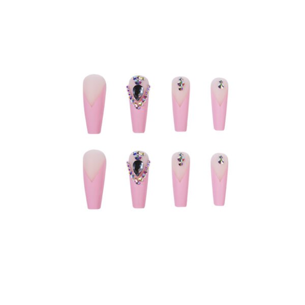 JP1087-✨ Ocean Blue Diamond Ballet Press-Ons: Waterproof French Elegance, Reusable & Dazzling For Confident Dreamers, Busy Professionals & Ballerina Souls – Salon-Grade Glam in Minutes!