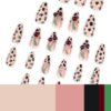 JP3688-Wolf & Cherries Press-Ons: Fluffy Snow French Tips ♞​​ Survives -4°F ski trips & mulled wine spills. Reusable ‘til Valentine’s!