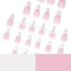 JP3742-French Almond Bow Nails | 3D White Bow Press Ons | Reusable Salon-Grade Manicure​