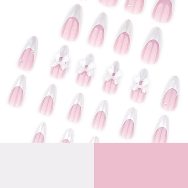 O1CN01J7ZkVe2NGHxGqKZK5_!!4234819935-0-cib JP3742-French Almond Bow Nails | 3D White Bow Press Ons | Reusable Salon-Grade Manicure