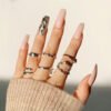 JP1356-✨ Nude Pink Paradise: Extra Long T-Shape Press-Ons - ​​Full Crystal Luxury​​ | Waterproof & Reusable