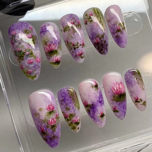 O1CN01JXXMJw2NGHt0vCL8G_!!4234819935-0-cib JP3397-Lotus French Dreams Press-Ons ✿ Watercolor Blooms That Laugh at Humidity! Survives iced coffee spills & paddleboard wipeouts. Wear all summer, reuse all year.