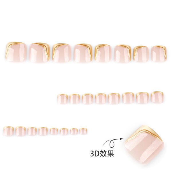 JP3812-Gilded French Toe Nails | 3D Gold Edge Luxury | Waterproof & Reusable ​​Step Into Liquid Gold: Salon-Grade Pedicures in 90 Seconds​