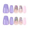 JP3722-Elegant French Ballet Press-Ons: Reusable 3D Floral Nails - Waterproof & Effortless