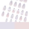 JP3557✨ 3D Fantasy French Toes: Diamond Bows, Pearl Hearts & Cat Eye Dreams (Luxury Almond Press-Ons)