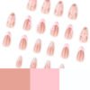 JP3860-French Almond Press On Nails | Easy Short Summer Nails with 3D Flowers | Reusable Gel Nails​