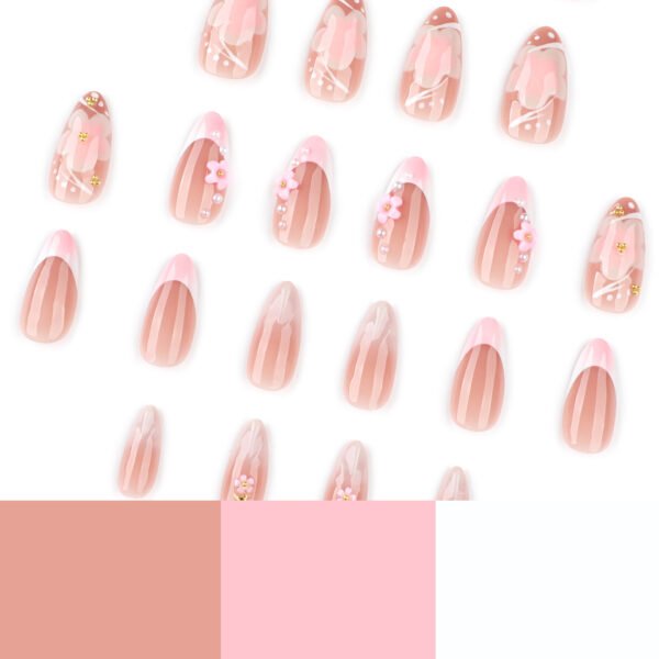 O1CN01KLlqRL2NGHxzsrkgZ_!!4234819935-0-cib JP3860-French Almond Press On Nails | Easy Short Summer Nails with 3D Flowers | Reusable Gel Nails
