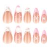 JP3866-Blushing French Petals Press-Ons: 3D Camellias & Diamonds That Won’t Quit ✿​​ Salon sparkle in 7 mins, swim-proof for 14 days. Nail damage? Never heard of her.