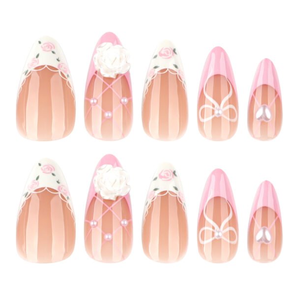 O1CN01KOk1882NGHy1dBawW_!!4234819935-0-cib JP3866-Blushing French Petals Press-Ons: 3D Camellias & Diamonds That Won’t Quit ✿ Salon sparkle in 7 mins, swim-proof for 14 days. Nail damage? Never heard of her.