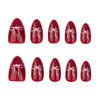 JP3639❤️ ​​​​ Valentine Armor Nails: Red French Tips with Silk Bows - Reusable Waterproof Kiss Resistant  💋 ​​ Your Secret Weapon Against Awkward Gifts & Dull Parties: 5-Minute Holiday Confidence Upgrade