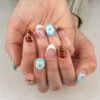 JP3820-Petite Floral French Press On Nails | Reusable Short Round Nail Art Salon-Worthy Blooms in 90 Seconds – Waterproof & Gentle