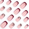 JP3670-Scarlet Snow French Press-Ons: Winter-Ready Leopard Nails with Cherry Glaze | Waterproof & Reusable
