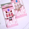 JL0676-Velvet Wine Press On Nails | 3D Rose Shorties Salon-Worthy Florals - Reusable & Kind to Nails