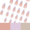 JP3634-Valentine’s French Tip Press Ons | Pearl Nude & Bow Reusable