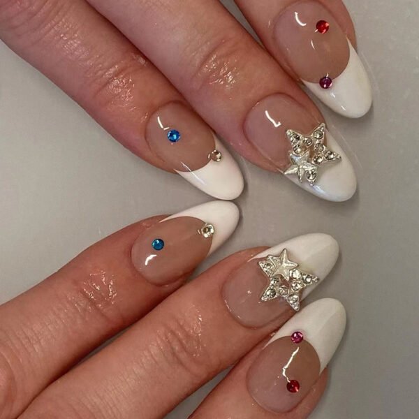 O1CN01M9Qdno2NGHkIWsC5G_!!4234819935-0-cib JP2410-✨ Celestial French Almond Nails: Iridescent 3D Stars ✨ Reusable & Waterproof | Salon Elegance in 90 Seconds (For Modern Goddesses: Classic French Meets Cosmic Whimsy!)