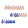 JP3538-Bohemian Rhapsody Almond Nails | Ceramic Blue Hearts & Tribal French Tips | Waterproof Festival-Ready Press Ons​​  ​​Subtitle:​​ Salon-Grade Artisan Nails That Survive Desert Sunsets & Ocean Depths