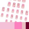JP3966-Playful Clash French Press On Nails | Reusable Floral Statement Salon-Worthy Square Style - Waterproof & Drama-Free
