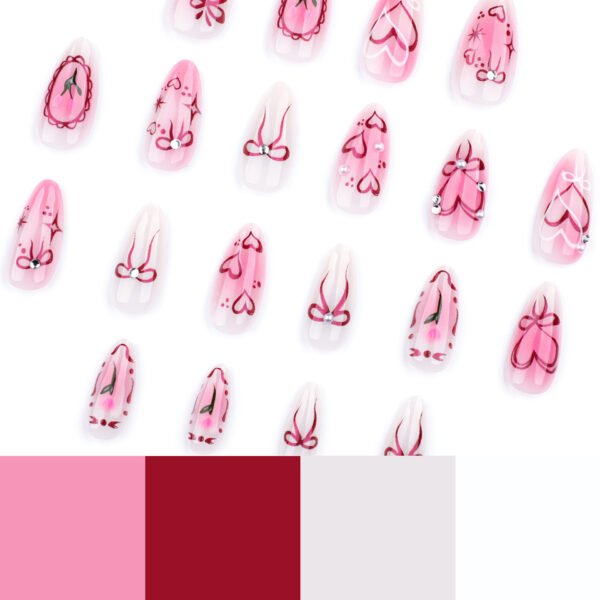 O1CN01NSzBh02NGHxJK92nM_!!4234819935-0-cib JP3710-Sweet & Sour Almond Press Ons | 3D Hearts & Bows | Reusable Salon-Grade Nails Subtitle: Your Passport to Edgy Feminine Energy - Salon Drama Free