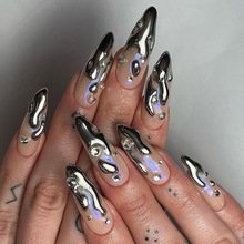 O1CN01NbsjYs2NGHtpU3VIF_!!4234819935-0-cib.jpg_b JP3427-French Almond Liquid Silver Press Ons | 3D Chrome Gel Drip & Crystal Fake Nails | Salon Alternative