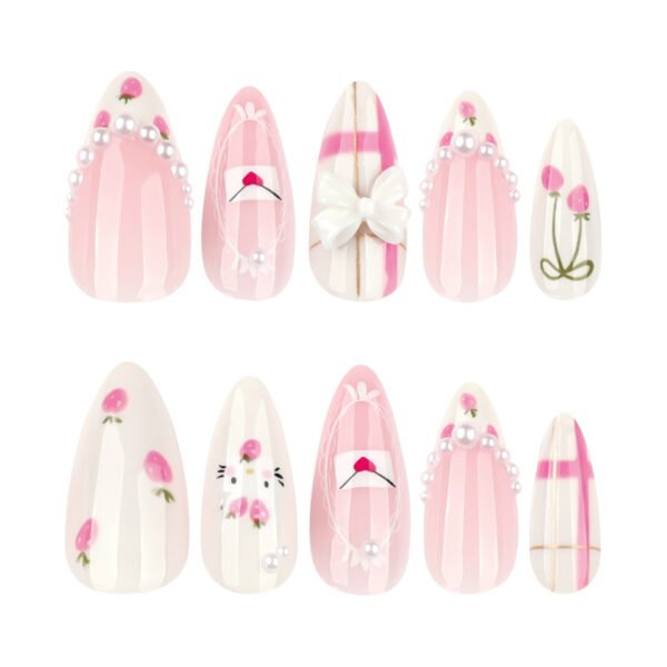 O1CN01NlwsL12NGHyl3B6uM_!!4234819935-0-cib JP3915-Bonbon Brilliance Almonds: Strawberry Bow Press-Ons | Irresistible Parisian Sweetness Salon Cuteness Crumbling? Your Joy Blooms in 9 Minutes.