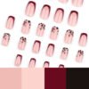 JP3670-Scarlet Snow French Press-Ons: Winter-Ready Leopard Nails with Cherry Glaze | Waterproof & Reusable