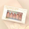 GN048-Winter French Tip Press On Nails | Leopard Pearl Almond Short (Reusable)