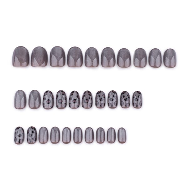 GN044-🐆 Smoky Leopard French Tips: Library Villainess Toes ✨ (Reusable, Short & Savage)