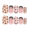 GN041-Autumn Chic French Leopard Press-Ons: 30-Piece Reusable Set with Rhinestones & Waterproof Wear