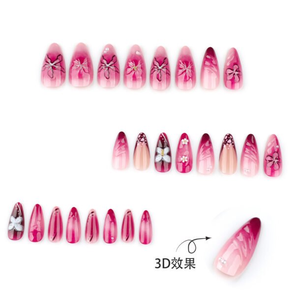 JP3780-Impressionist Almond Press Ons | 3D Florals + Watercolor French Tips (Reusable Waterproof Short)​​ ​​Subtitle:​​ Wearable Art for Your Fingertips 🎨 Salon-Grade 3D in 8 Minutes – No Dry Time, No Commitments  (Hero Image: Hands with 3D floral nails styling art books beside espresso cup + dried botanicals)