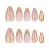 JP3749-Pearlescent French Almond Press-Ons | Diamond Dust Shimmer | Reusable Salon Escape ​​Instant Light Capture: Your Secret Glow Revolution​