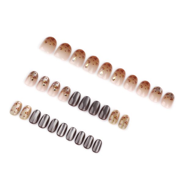 GN043-Your Winter Whisper: Reusable Leopard Ombré French Tips w/ Cat Eye ✨ (Short & Chic)