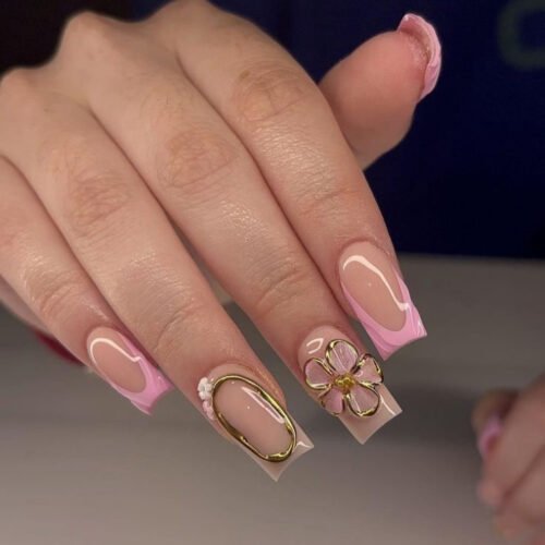 JP3870-Effortless French Luxury: 3D Floral Press-On Nails | Reusable Waterproof Salon Alternative ​​Artistry Without Appointment: Elevate Your Everyday in 90 Seconds​